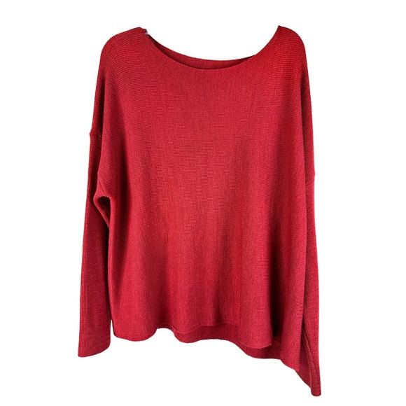 Eileen Fisher Sweaters - Eileen Fisher 100% Wool Sweater Asymmetrical Lagenlook Oversized M-L  Valentine'